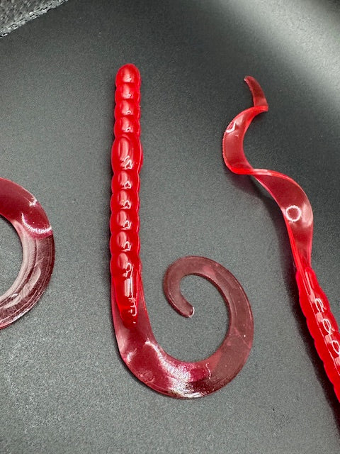 Cherry Red 7.5" Curl Tail Worm