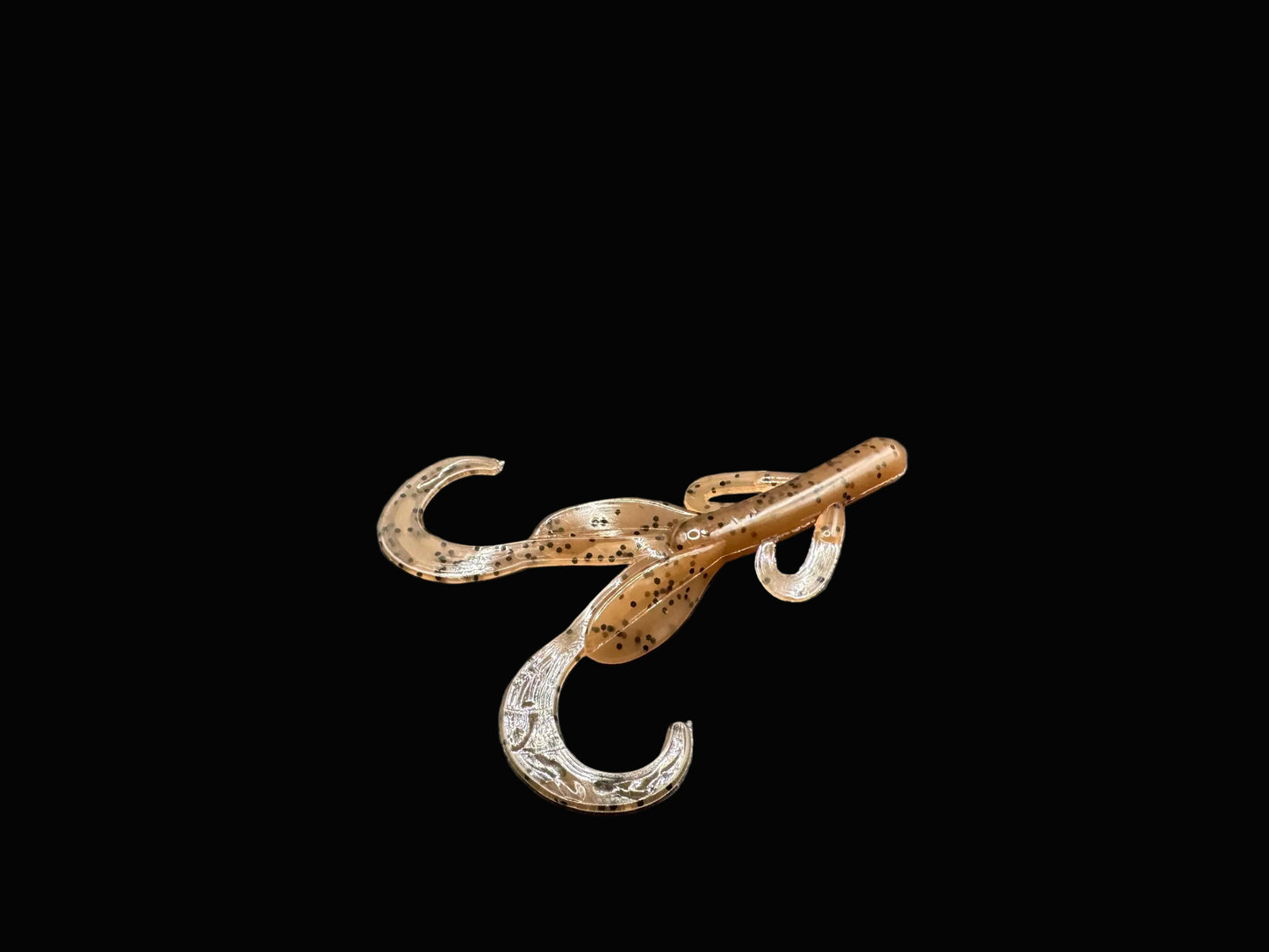 Okie Angler co 3.8 inch Carolina Pumpkin mud hog, brush hog style bait for bass fishing.