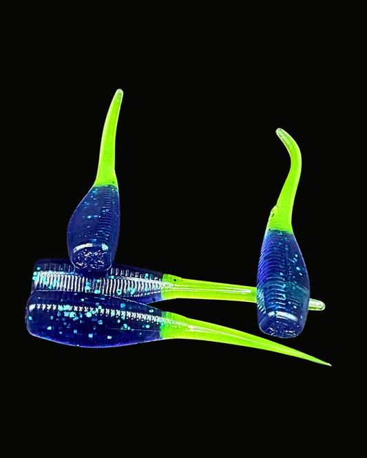 Okie Angler Co Lime Bug 2-inch Crappie Slayer soft plastic bait for crappie fishing.