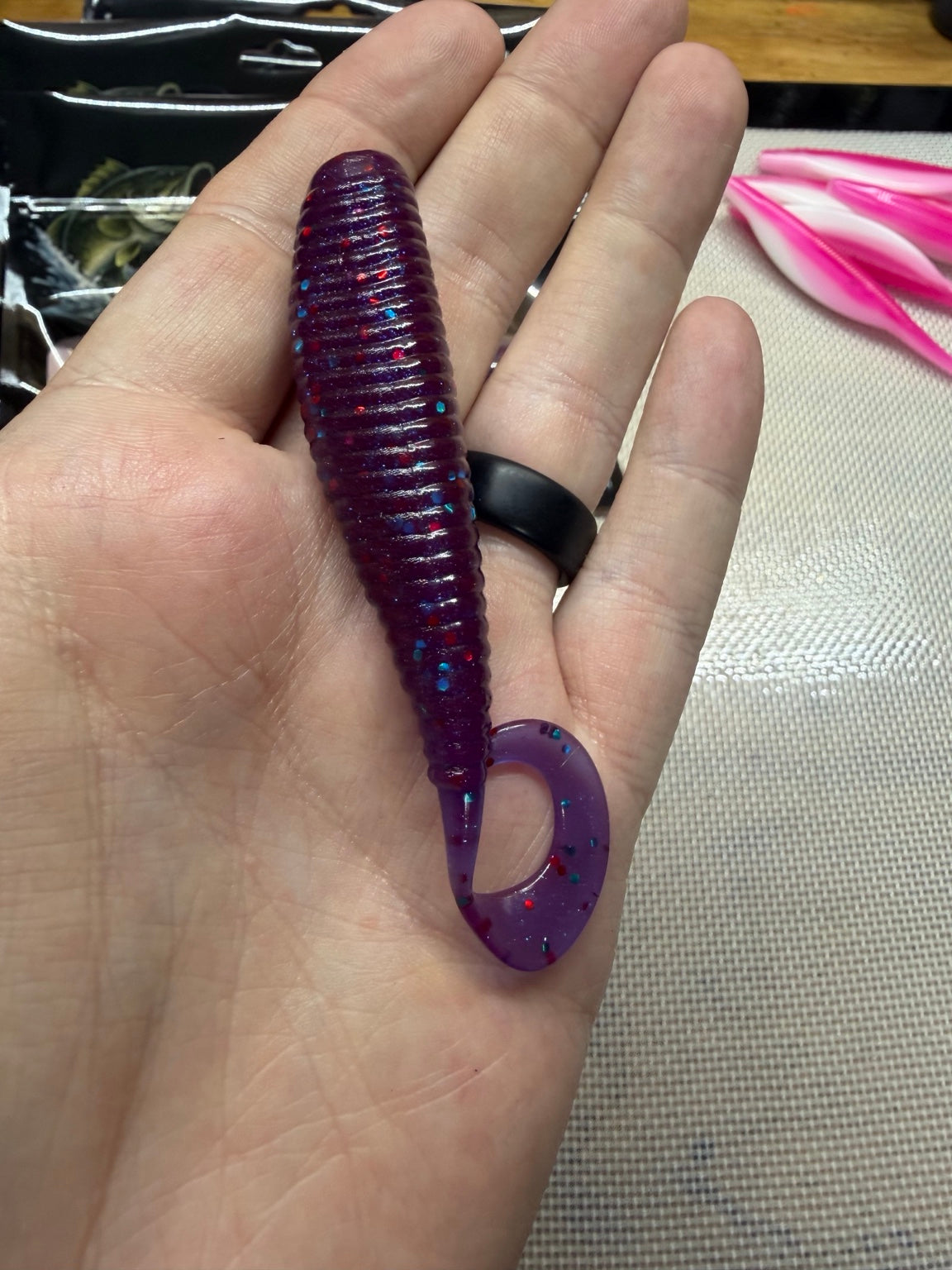 5 inch Okie Stud soft plastic bait in Okie Red