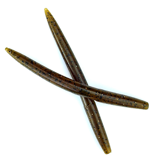 Two Okie Angler co Green Pumpkin twister stick senko style bait soft plastic lures for Bass fishing.