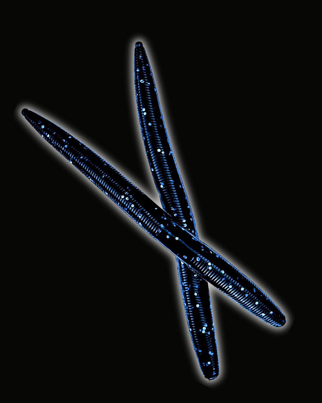 Okie Angler Co 5" Okie Midnight Twister Stick Senko-style stick bait for bass fishing on a black background.
